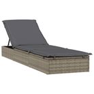 vidaXL Sunbed 1 pc with Cushion Gray 79.1"x21.7"x24.4" Poly Rattan
