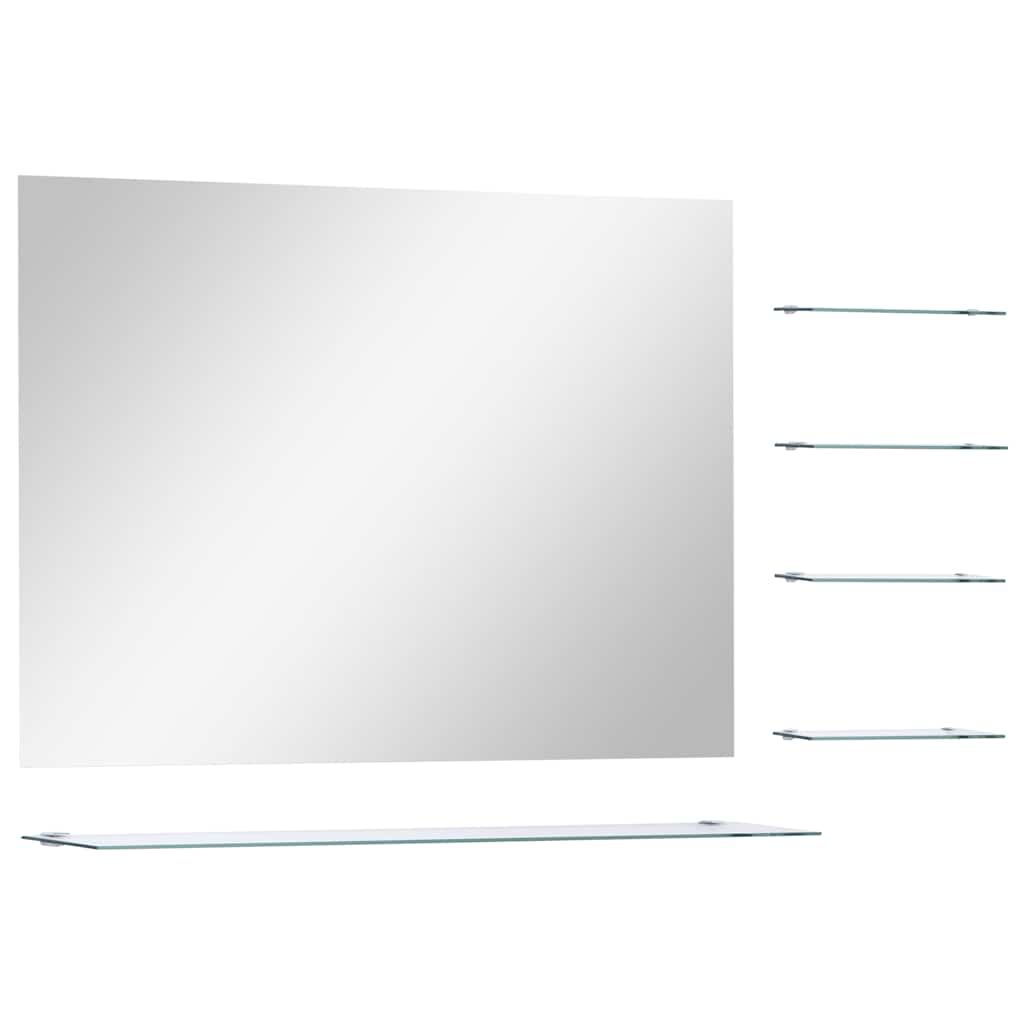 vidaXL Wall Mirror with 5 Shelves Silver 31.5"x23.6"