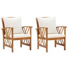 vidaXL Garden Chairs with Cushions 2 pcs Solid Acacia Wood