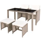 vidaXL 5 Piece Patio Dining Set with Cushions Poly Rattan Beige