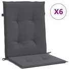 vidaXL Garden Lowback Chair Cushions 6 pcs Anthracite Oxford Fabric