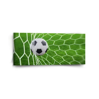 Sablio Obraz Fotbalový míč v bráně - 110x50 cm