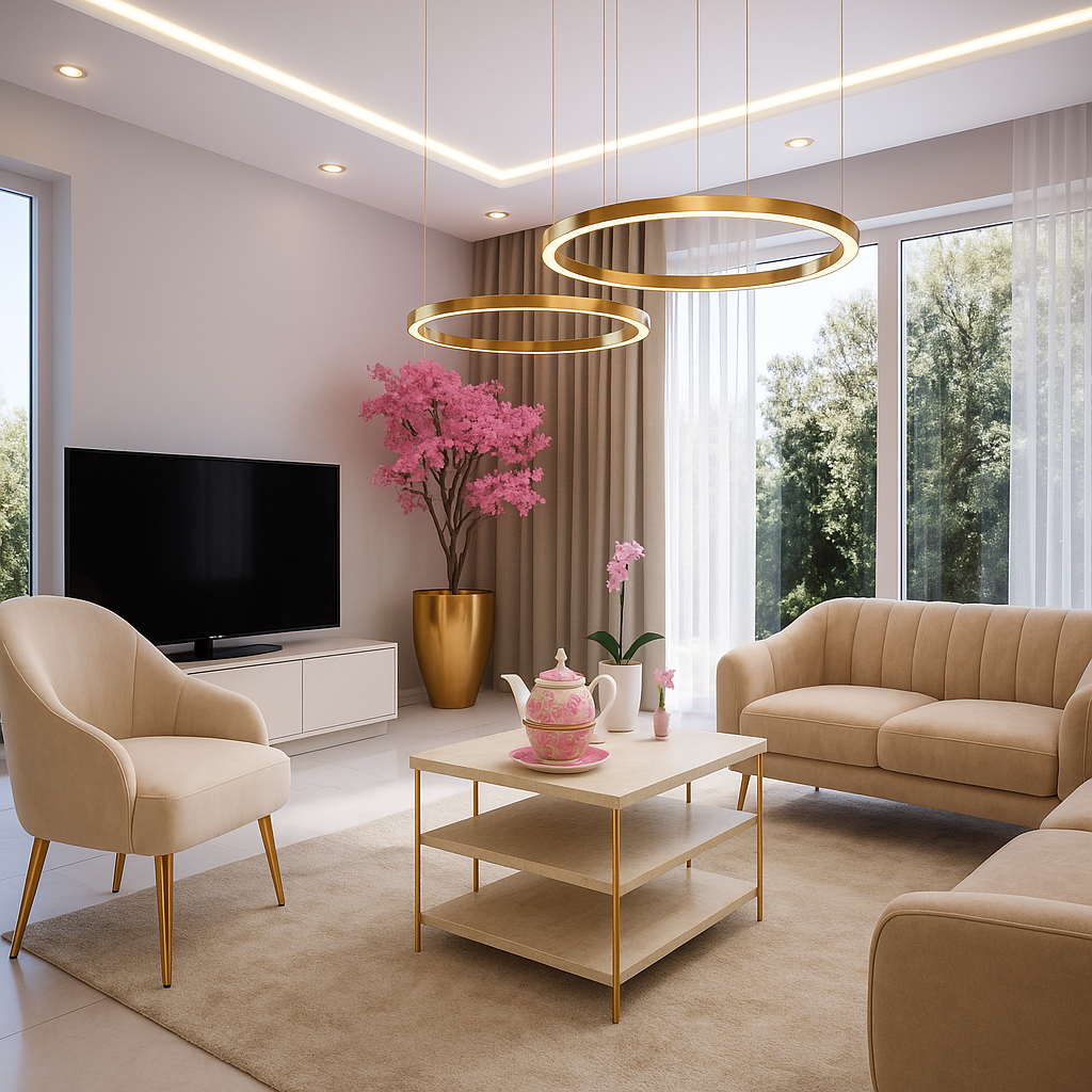 Luxurious living room in design style