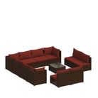 vidaXL 12 Piece Patio Lounge Set with Cushions Brown Poly Rattan