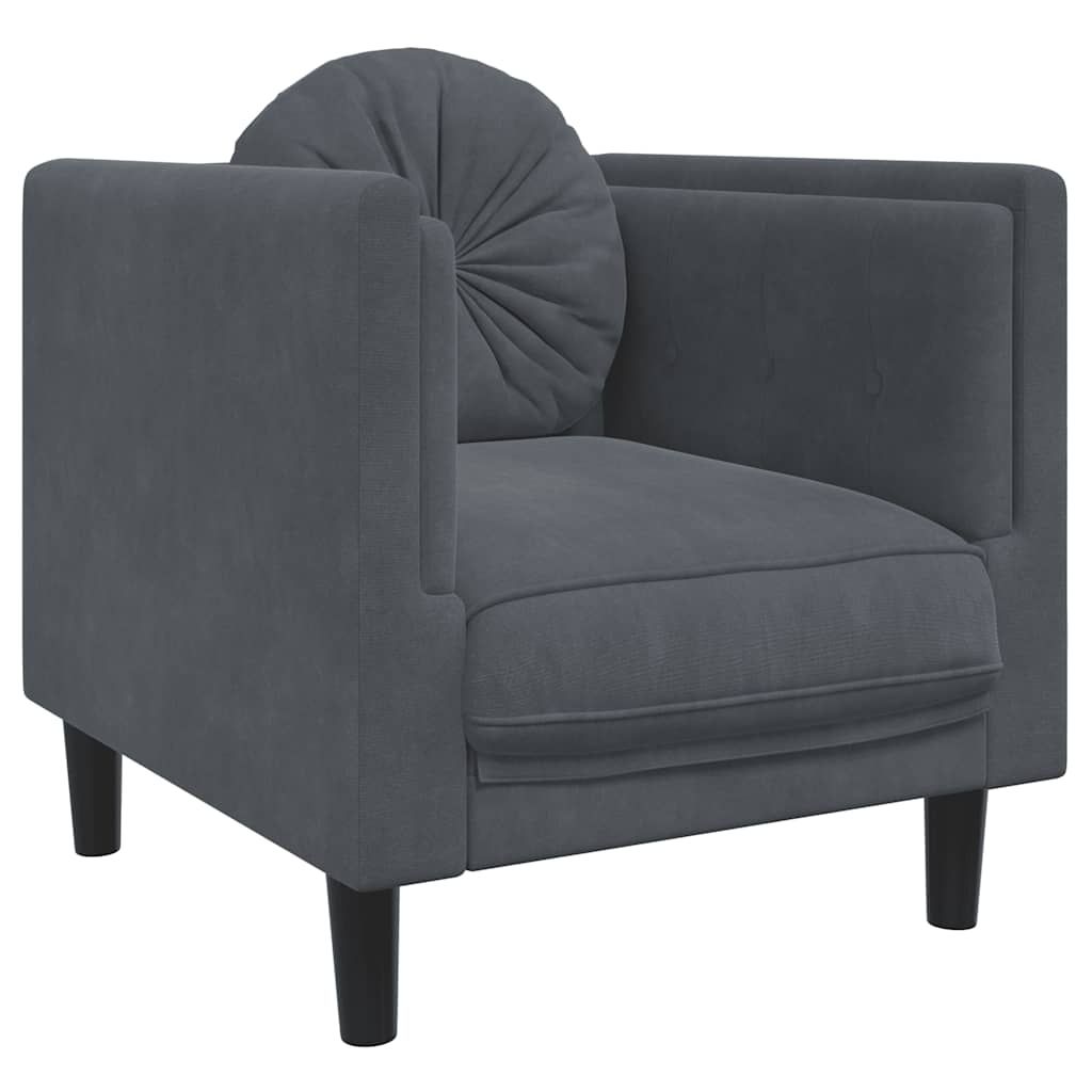 vidaXL Sofa Chair with Cushion Dark Gray Velvet