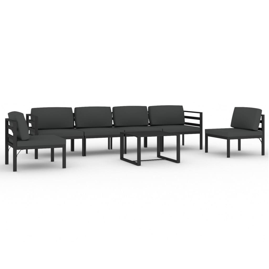 vidaXL 7 Piece Patio Lounge Set with Cushions Aluminum Anthracite