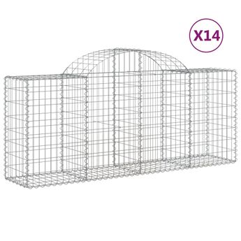vidaXL Arched Gabion Baskets 14 pcs 200x50x80/100 cm Galvanised Iron