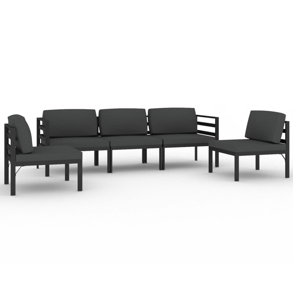 vidaXL 5 Piece Patio Lounge Set with Cushions Aluminum Anthracite