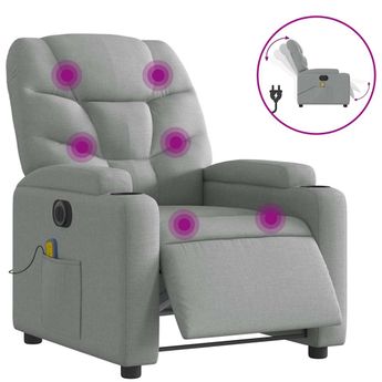 vidaXL Electric Massage Recliner Chair Light Gray Fabric