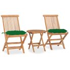 vidaXL 3 Piece Folding Patio Dining Set with Cushion Solid Teak Wood