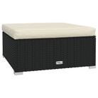 vidaXL Garden Footrest with Cushion Black 70x70x30 cm Poly Rattan