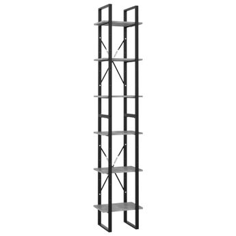 vidaXL 6-Tier Book Cabinet Concrete Gray 15.7"x11.8"x82.7" Engineered Wood