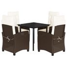 vidaXL 5 Piece Garden Dining Set with Cushions Brown Poly Rattan