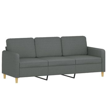 vidaXL 3-Seater Sofa Dark Gray 70.9" Fabric