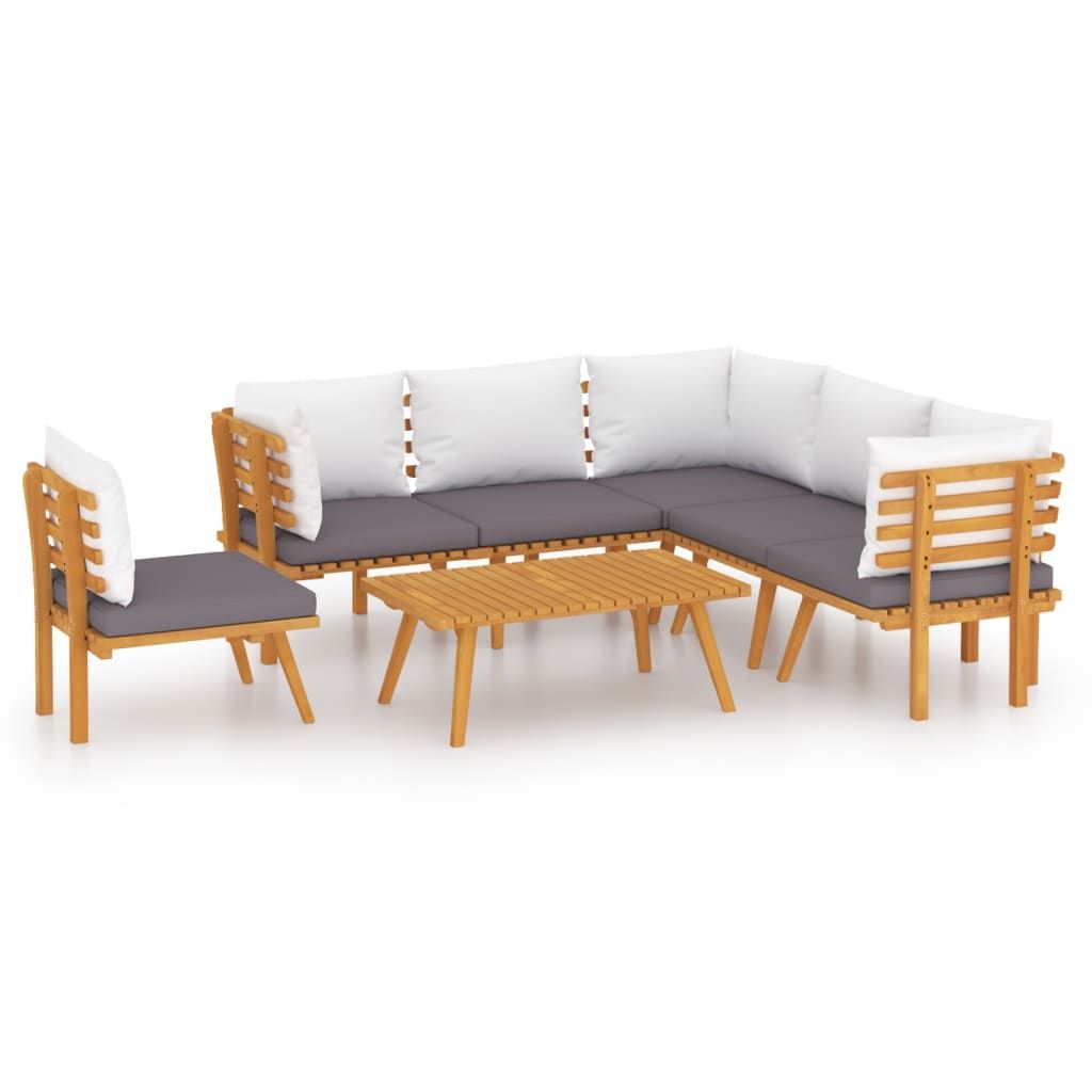 vidaXL 7 Piece Garden Lounge Set with Cushions Solid Acacia Wood