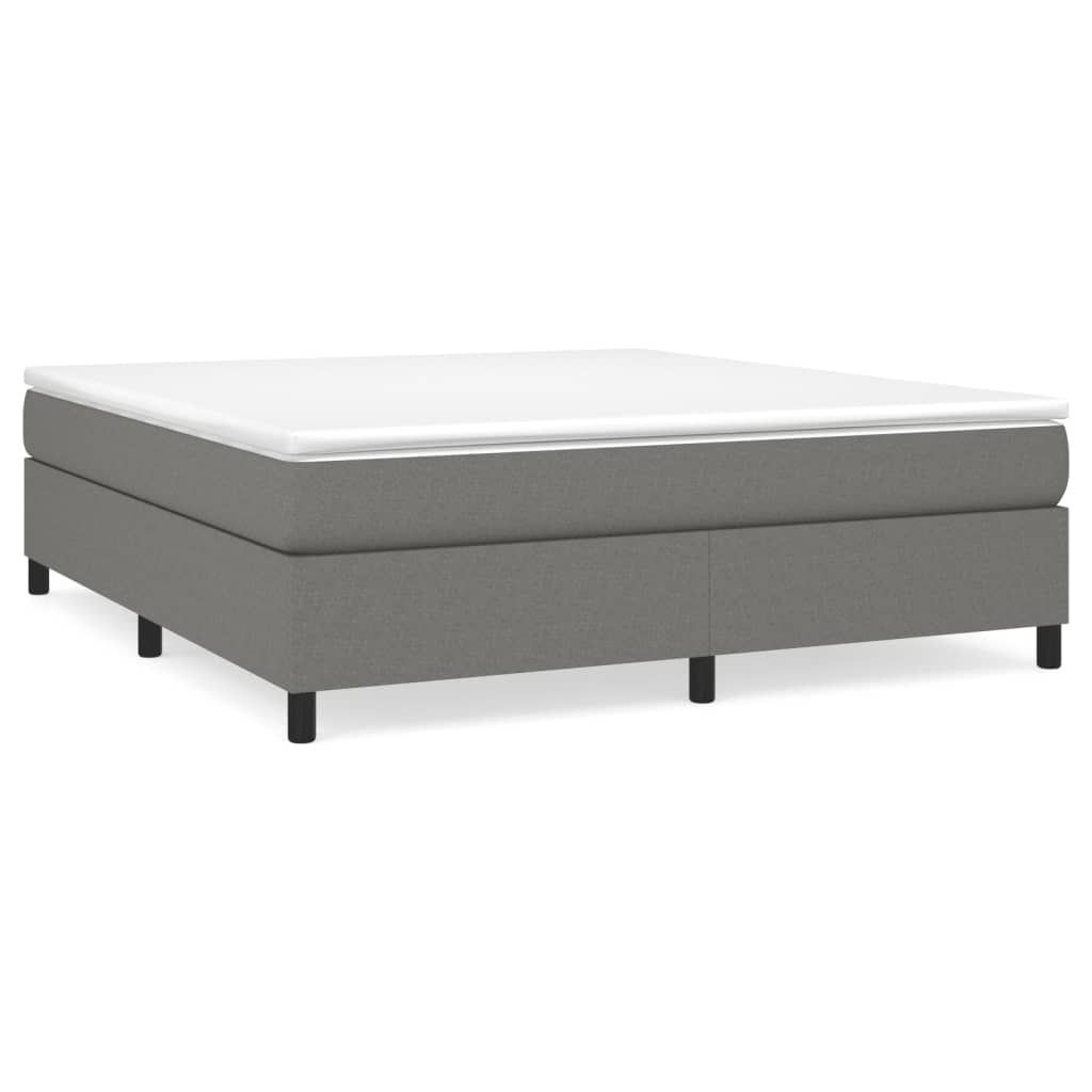 vidaXL Box Spring Bed Frame Dark Gray King Fabric (US Only)