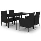 vidaXL 5 Piece Garden Dining Set with Cushions Poly Rattan and Glass