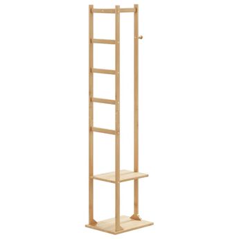 vidaXL Coat Stand with Hooks and Shelves 38.5x30x156 cm Bamboo