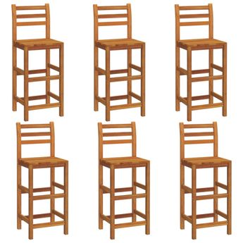 vidaXL Bar Stools 6 pcs Solid Wood Acacia