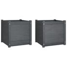 vidaXL Garden Planters 2 pcs Gray 19.7"x19.7"x19.7" Solid Wood Pine