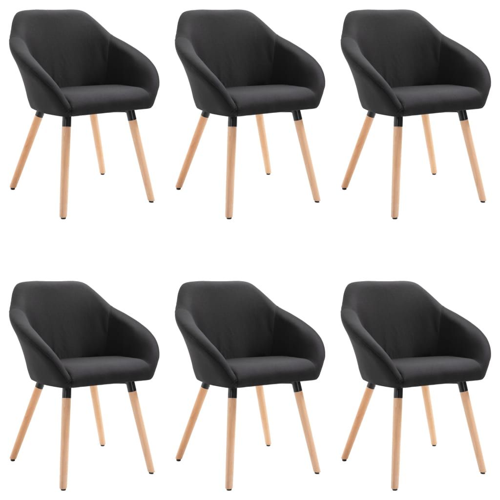 vidaXL Dining Chairs 6 pcs Black Fabric