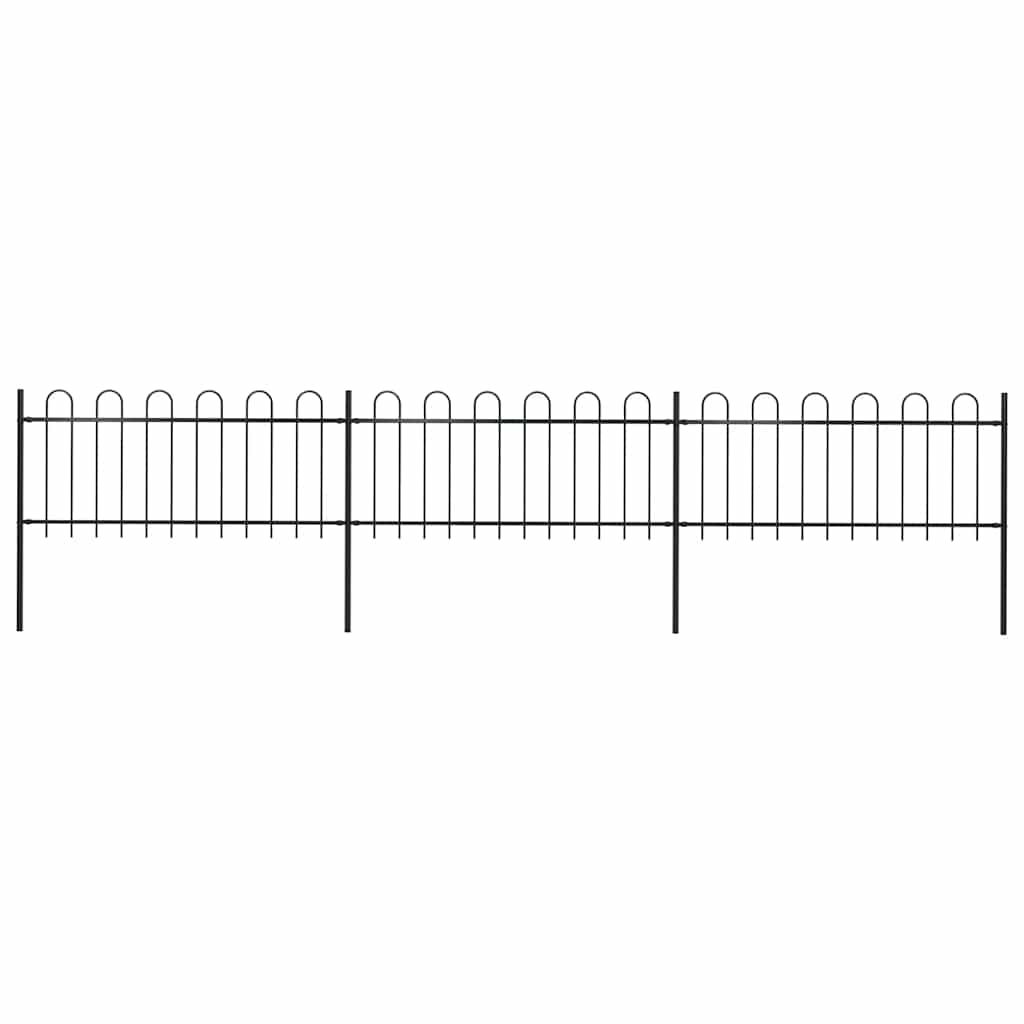 vidaXL Garden Fence with Hoop Top Steel 537x80 cm Black