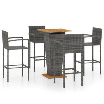 vidaXL 5 Piece Patio Bar Set Gray