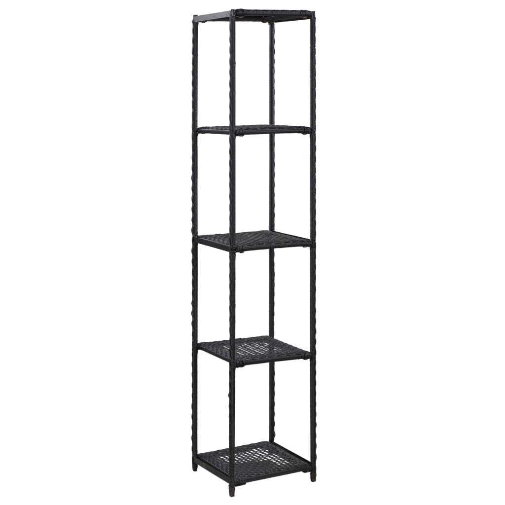 vidaXL Storage Shelf Black 11.8"x11.8"x59.1" Poly Rattan