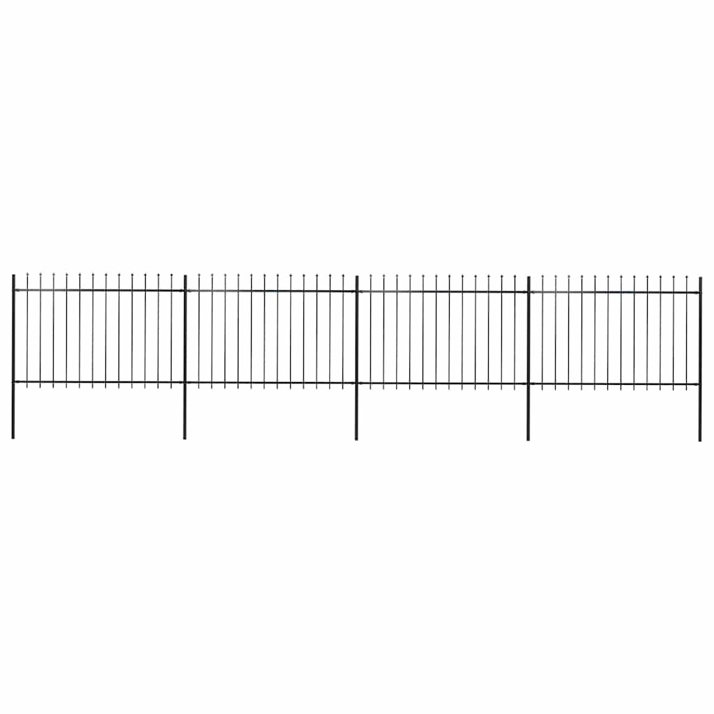 vidaXL Garden Fence with Spear Top Steel 714.5x120 cm Black