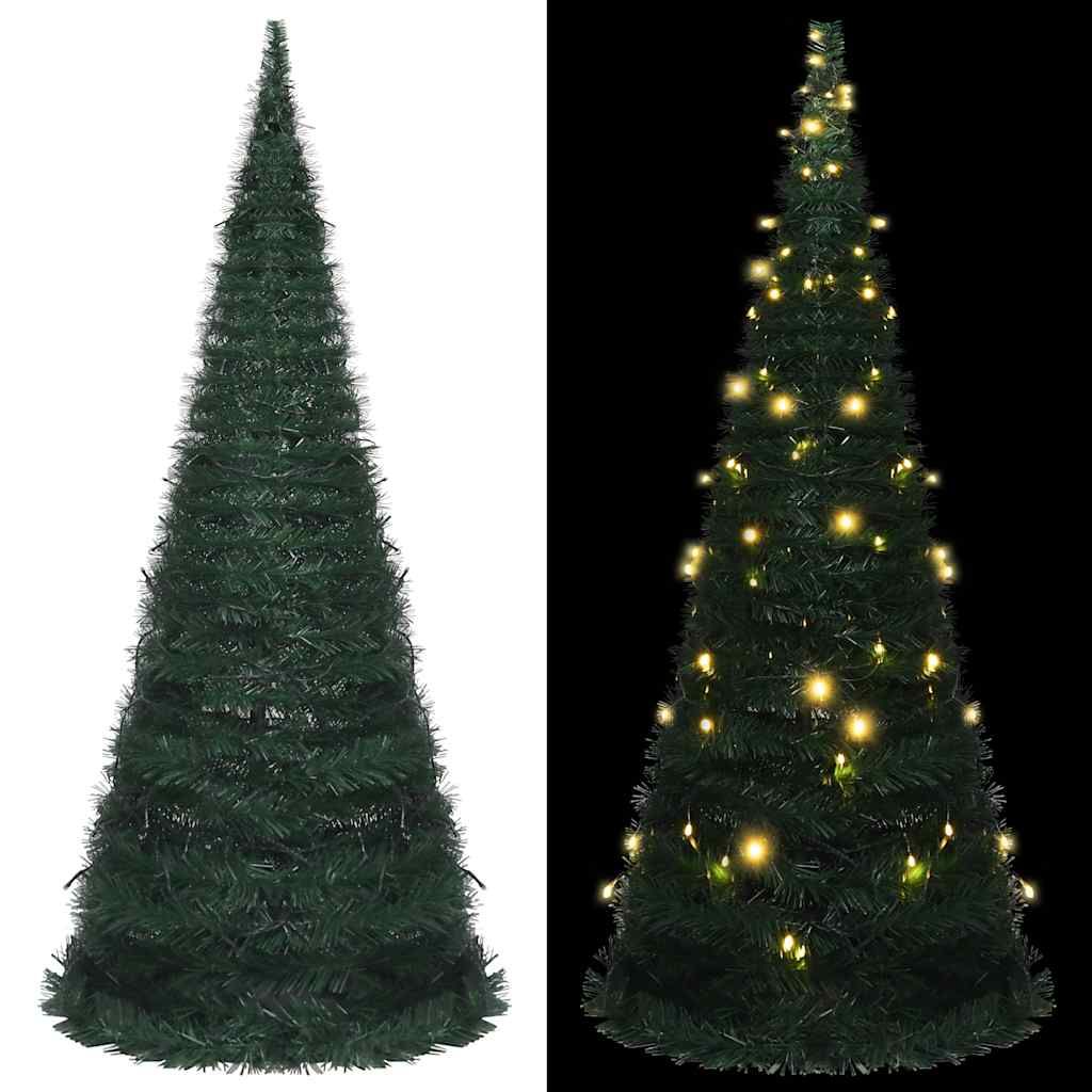 vidaXL Pop-up String Artificial Pre-lit Christmas Tree Green 5 ft