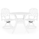 vidaXL 3 Piece Bistro Set Cast Aluminium White