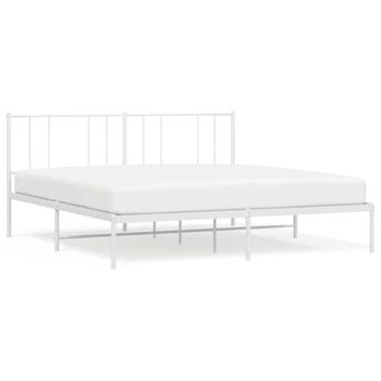 vidaXL Metal Bed Frame without Mattress with Headboard White 183x213cm