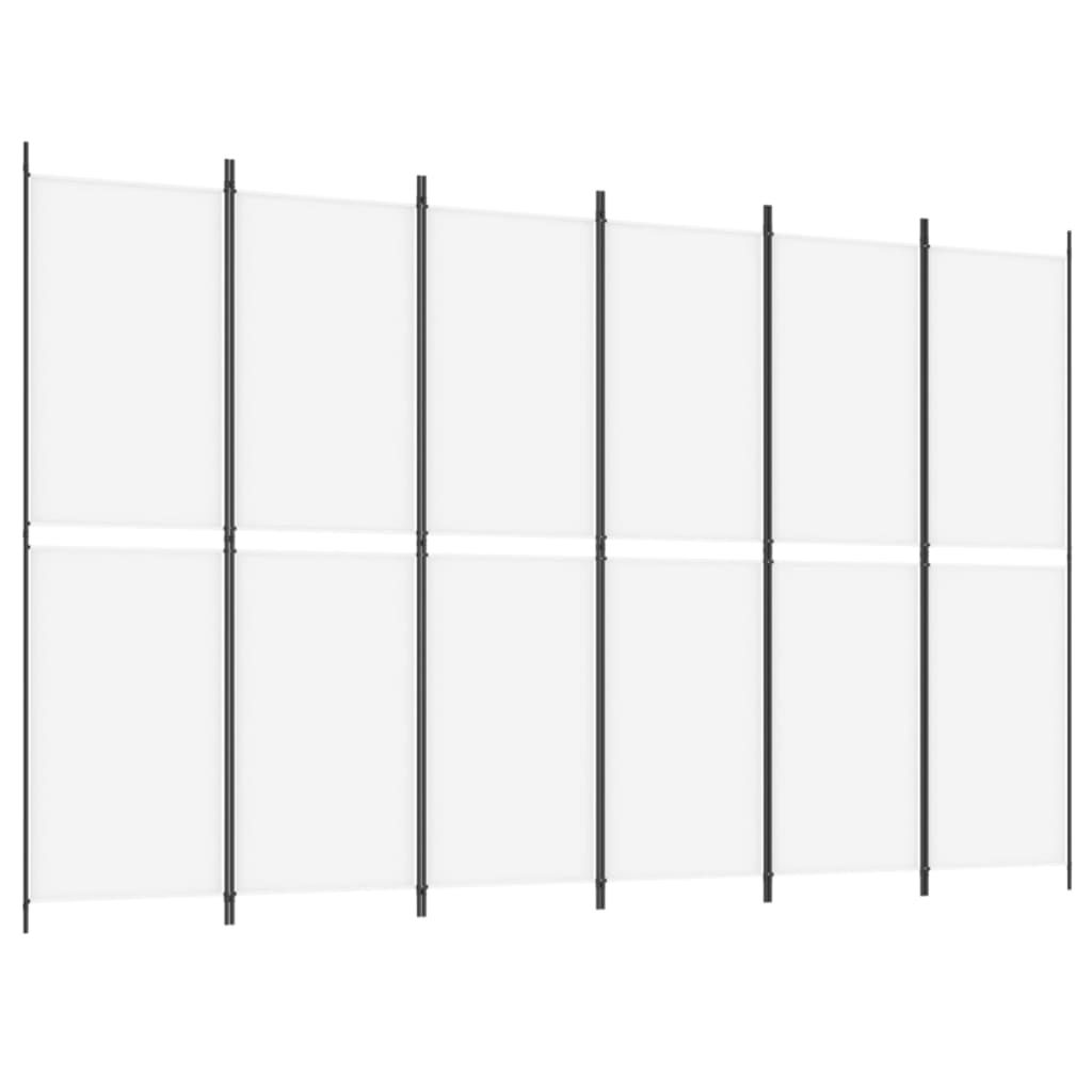 vidaXL 6-Panel Room Divider White 300x200 cm Fabric