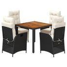 vidaXL 5 Piece Garden Dining Set with Cushions Black Poly Rattan