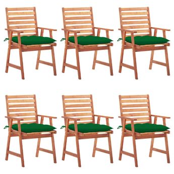 vidaXL Outdoor Dining Chairs 6 pcs with Cushions Solid Acacia Wood