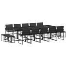 vidaXL 15 Piece Patio Dining Set with Cushions Black Textilene