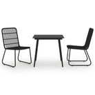 vidaXL 3 Piece Outdoor Dining Set Poly Rattan and Glass