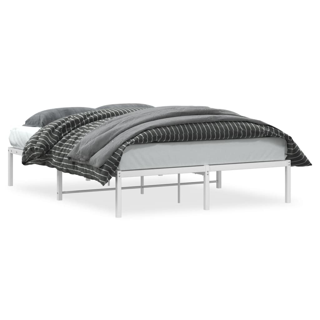 vidaXL Metal Bed Frame without Mattress White 140x200cm