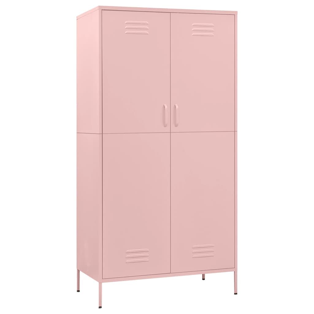 vidaXL Wardrobe Pink 35.4"x19.7"x70.9" Steel