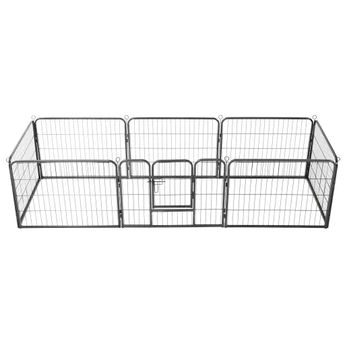 vidaXL Dog Playpen 8 Panels Steel 80x60 cm Black