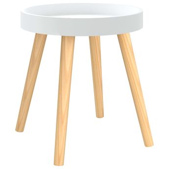 vidaXL Side Table White 15"x15"x15.7" Engineered Wood&Solid Wood Pine