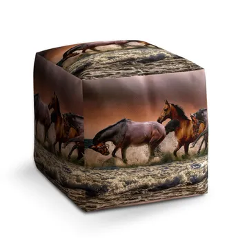 Sablio Taburet Cube Koně ve vodě - 50x50x50 cm