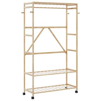 vidaXL Clothes Rack with Shelves and Wheels 110x40x180 cm Bamboo