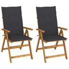 vidaXL Garden Reclining Chairs 2 pcs with Cushions Solid Acacia Wood