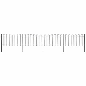 vidaXL Garden Fence with Hoop Top Steel 714.5x100 cm Black