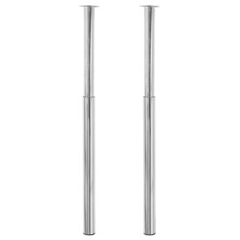 2 Telescopic Table Legs Chrome 710 mm-1100 mm