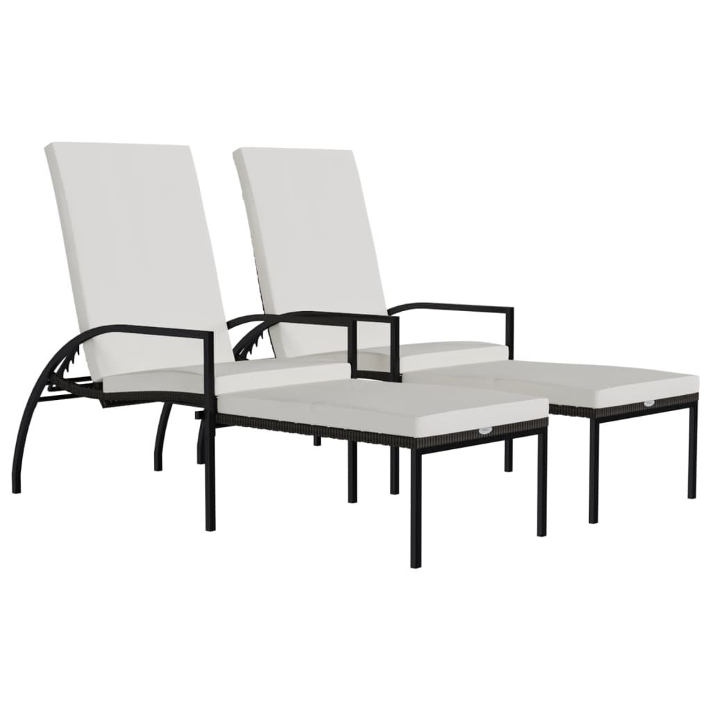 vidaXL Sun Loungers 2 pcs with Footrest PE Rattan Brown