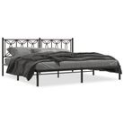 vidaXL Metal Bed Frame without Mattress with Headboard Black 76"x79.9"