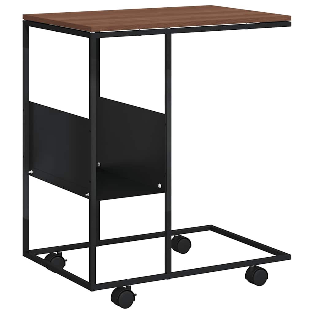 vidaXL Side Table with Wheels Black 55x36x63.5 cm Engineered Wood