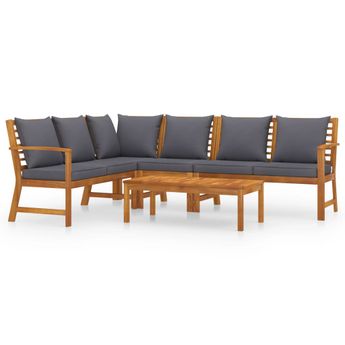 vidaXL 5 Piece Patio Lounge Set with Cushion Solid Acacia Wood
